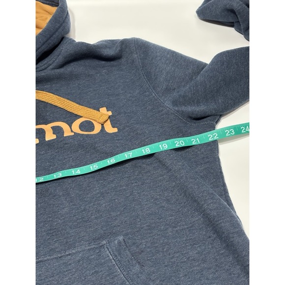 Marmot Mens Large Fleece Lined Pullover Logo on Front Blue Hoodie Sweatshirt - Picture 7 of 10